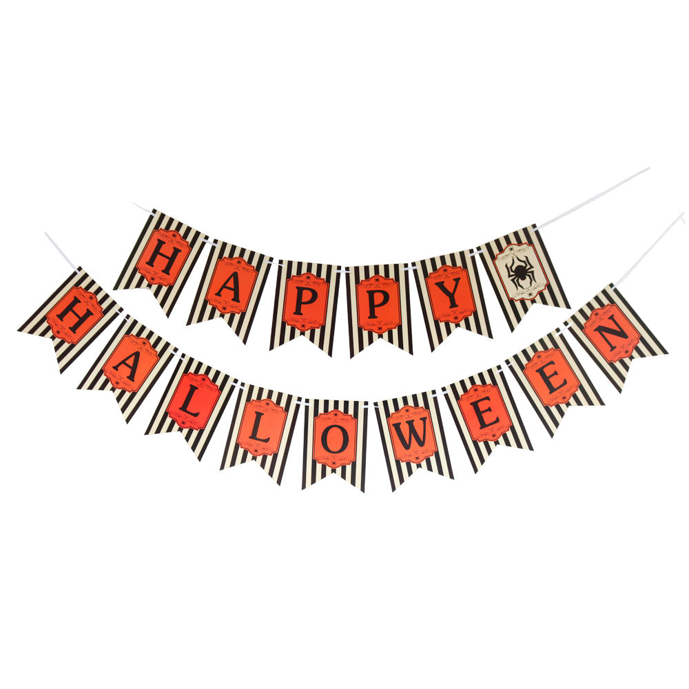 Halloween Banner Bat Witch Triangle Flag Spider Ball Pumpkin Decoration