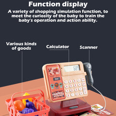 Kids Cash Register Pretend Play Toy with Scanner and Credit Card
