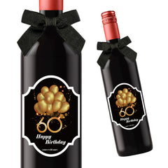 2pcs 60th Birthday Wine Stickers Self Adhesive for Champagne
