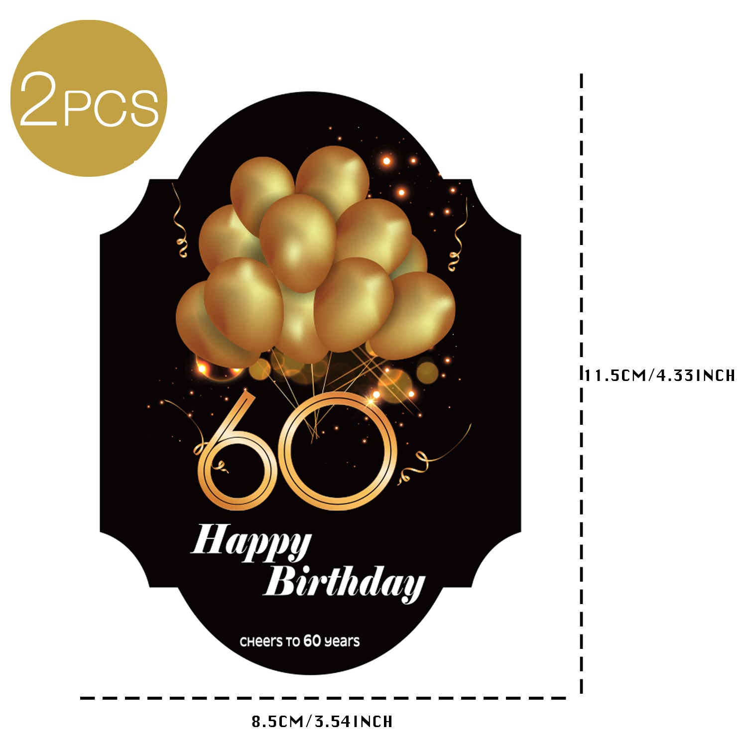 2pcs 60th Birthday Wine Stickers Self Adhesive for Champagne