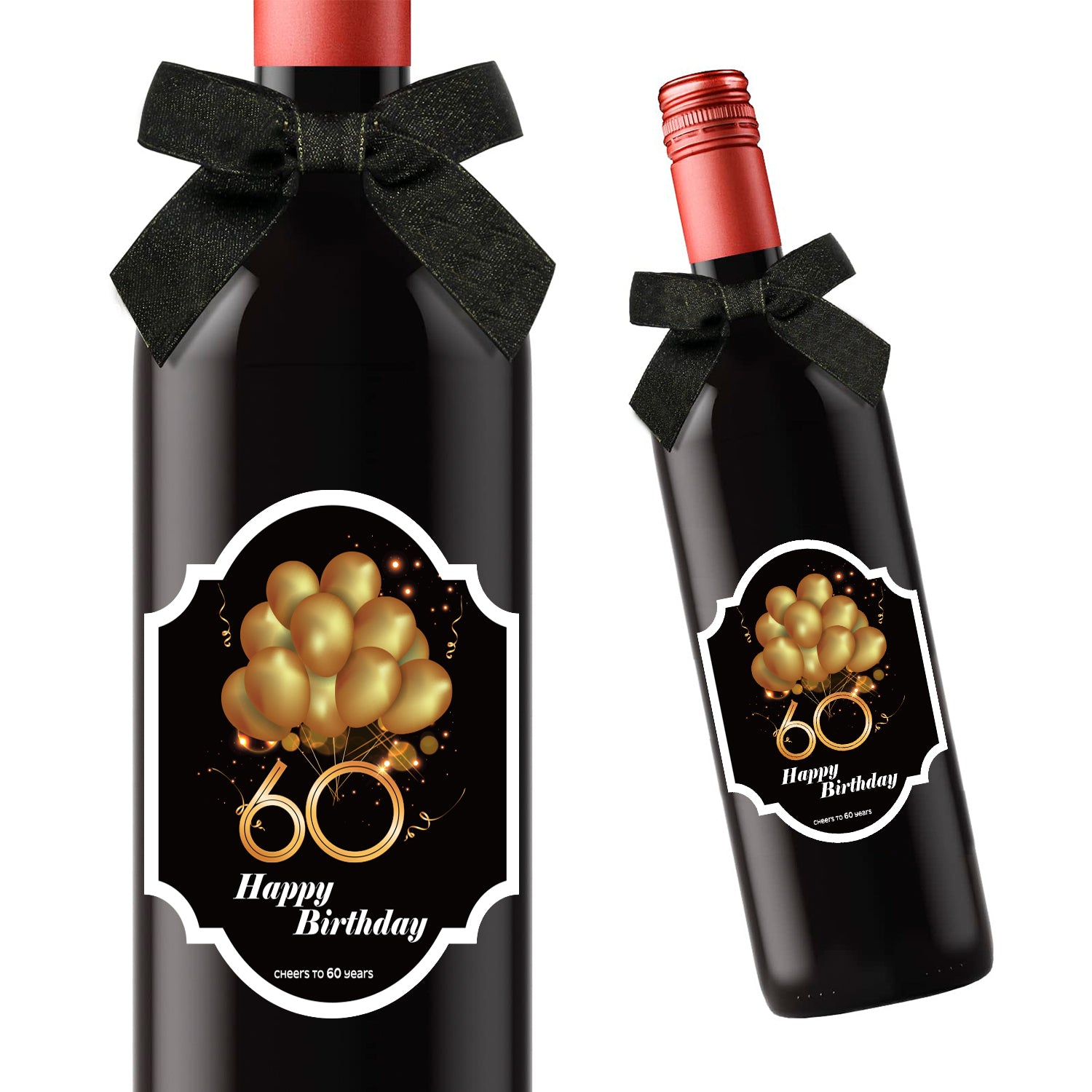 2pcs 60th Birthday Wine Stickers Self Adhesive for Champagne