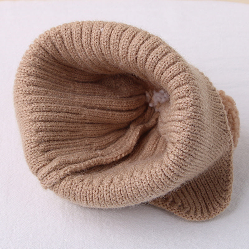 Winter Baby Beanie Bear Ear Protection Knitted Hat Boys Girls Warm Hat