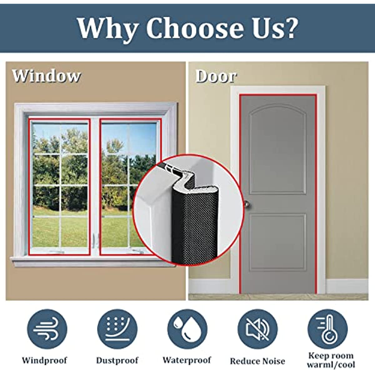 V Shaped Foam Kerf Door Weather Stripping - Large Gap Seal