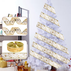 10m Christmas Glitter Mesh Ribbon Star Pattern Trimmings Golden Double Layer