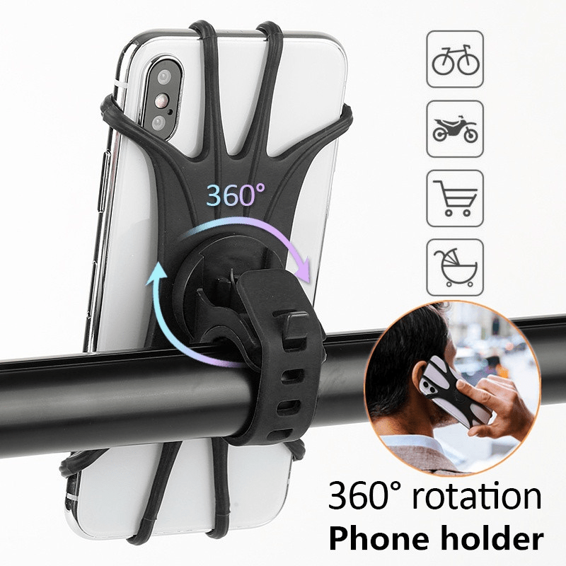 360 Rotation Cycling Bike Phone Mount Holder Silicone Handle Bar Case