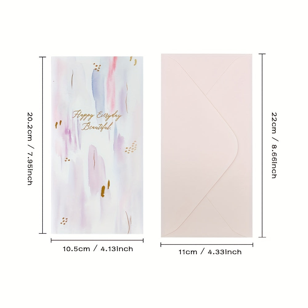 1pc Purple Flowers Greeting Cards For Women