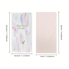 1pc Purple Flowers Greeting Cards For Women