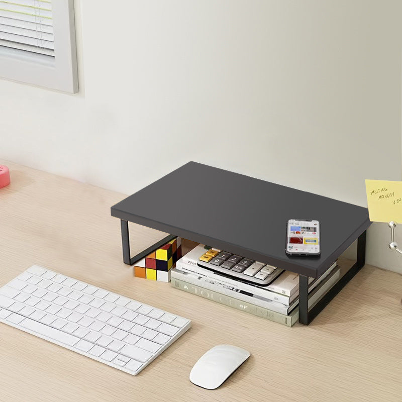 Wooden Monitor Stand for Computer Desk with Folding Storage Table