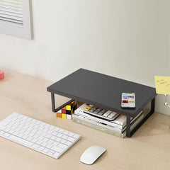 Wooden Monitor Stand for Computer Desk with Folding Storage Table