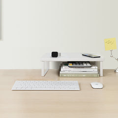 Wooden Monitor Stand for Computer Desk with Folding Storage Table