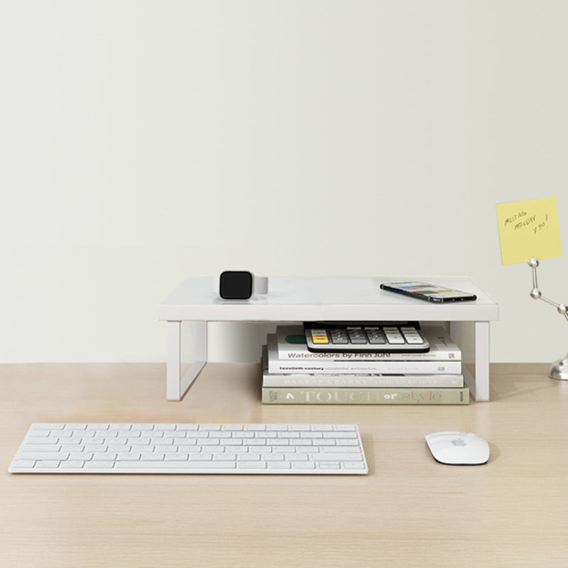 Wooden Monitor Stand for Computer Desk with Folding Storage Table