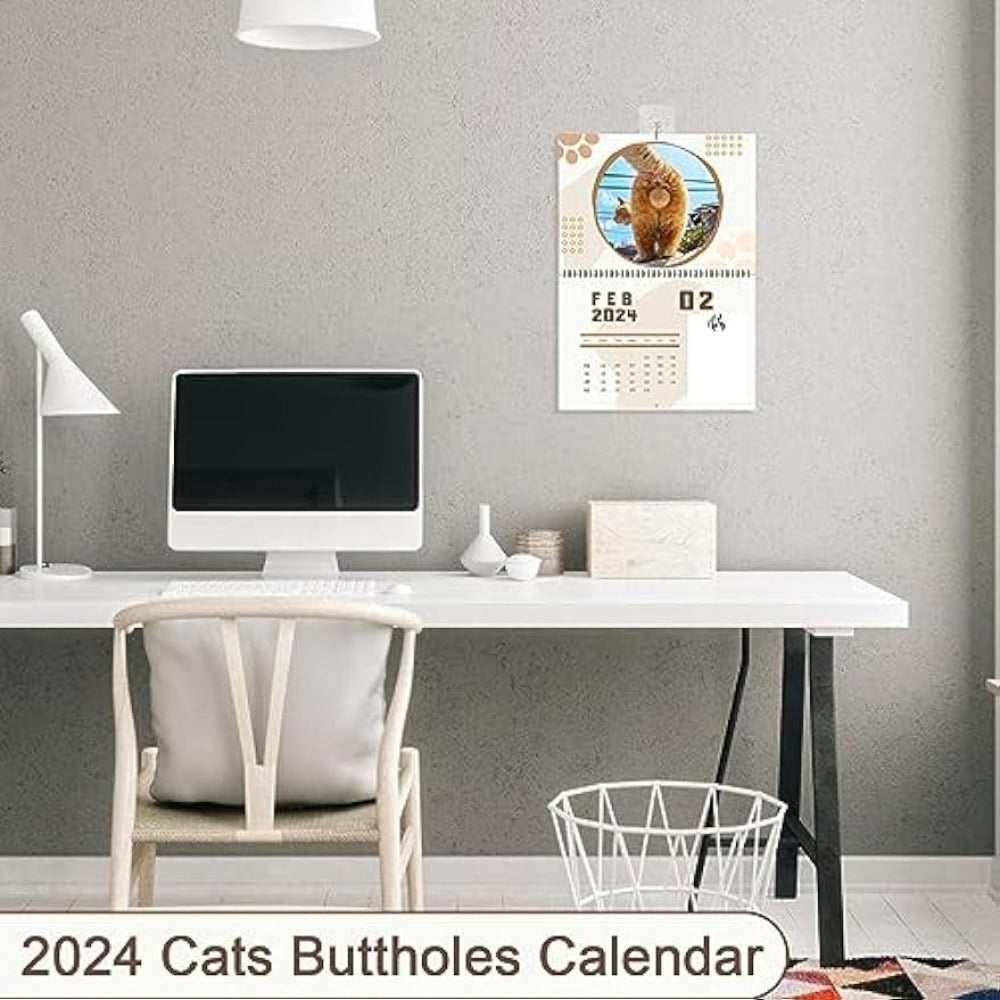 Funny Cat Butt Hole Calendar 12 Month With Memo Space