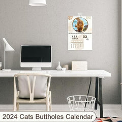 Funny Cat Butt Hole Calendar 12 Month With Memo Space