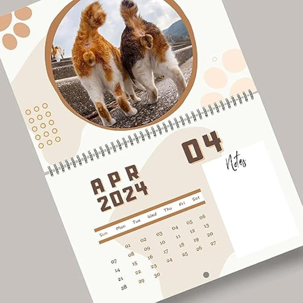 Funny Cat Butt Hole Calendar 12 Month With Memo Space