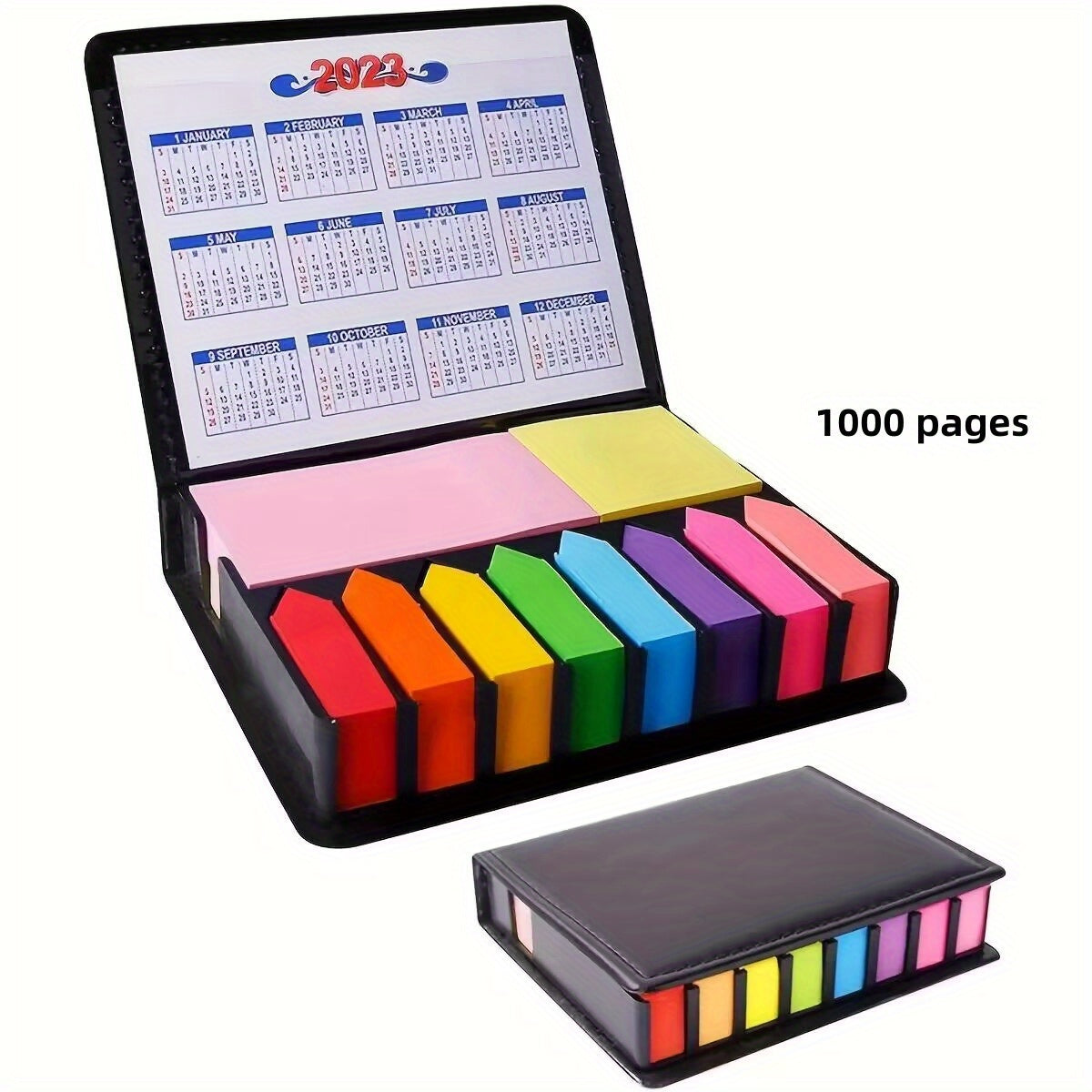 1000 Pages Colorful Sticky Note Set in Leather Box