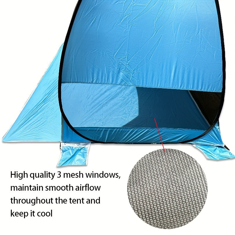 Portable Beach Tent for 2-3 Adults, UPF 50 Sun Protection, Lightweight
