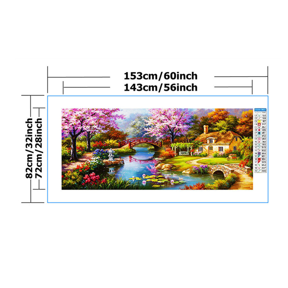 DIY Dream House Landscape Cross Stitch Kit 11CT Printed Canvas Painting