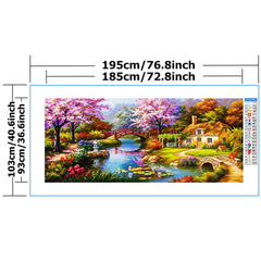DIY Dream House Landscape Cross Stitch Kit 11CT Printed Canvas Painting