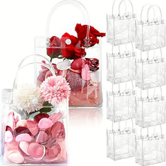 10pcs Reusable Clear PVC Gift Bags With Handles, Various Occasions
