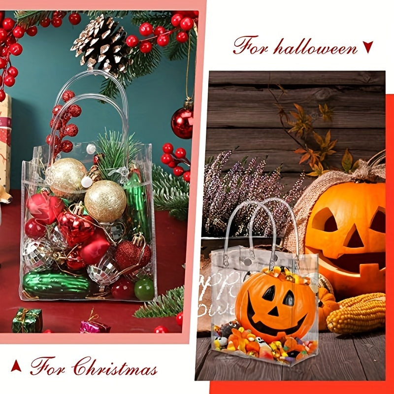 10pcs Reusable Clear PVC Gift Bags With Handles, Various Occasions