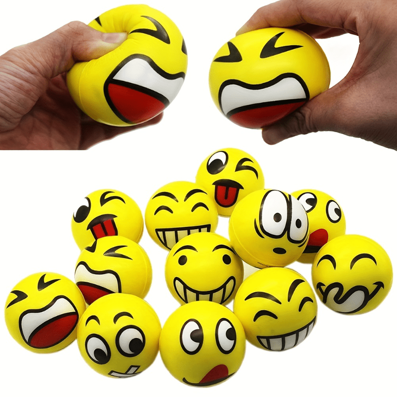 12pcs Random Face Stress Balls Squeeze Tension Relief Fidget Toys Foam Balls