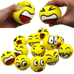 12pcs Random Face Stress Balls Squeeze Tension Relief Fidget Toys Foam Balls