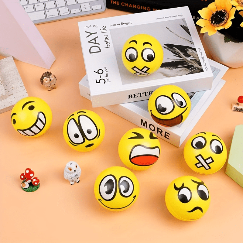 12pcs Random Face Stress Balls Squeeze Tension Relief Fidget Toys Foam Balls