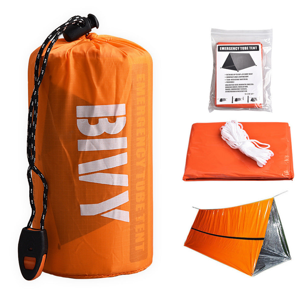 Emergency Shelter Survival Bivy Tube Tent Kit Thermal Blanket SOS Sleeping Bag