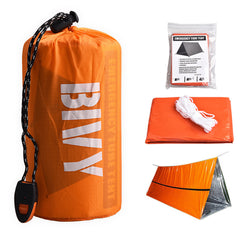 Emergency Shelter Survival Bivy Tube Tent Kit Thermal Blanket SOS Sleeping Bag