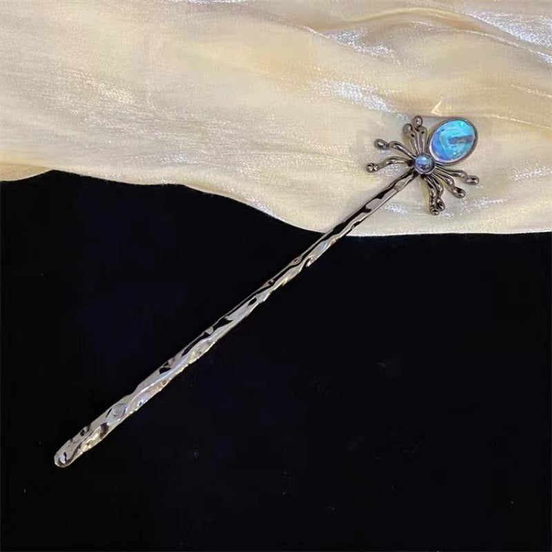Spider Moonstone Hairpin Halloween Punk Sweet Chinese Metal Edge Clip Headwear
