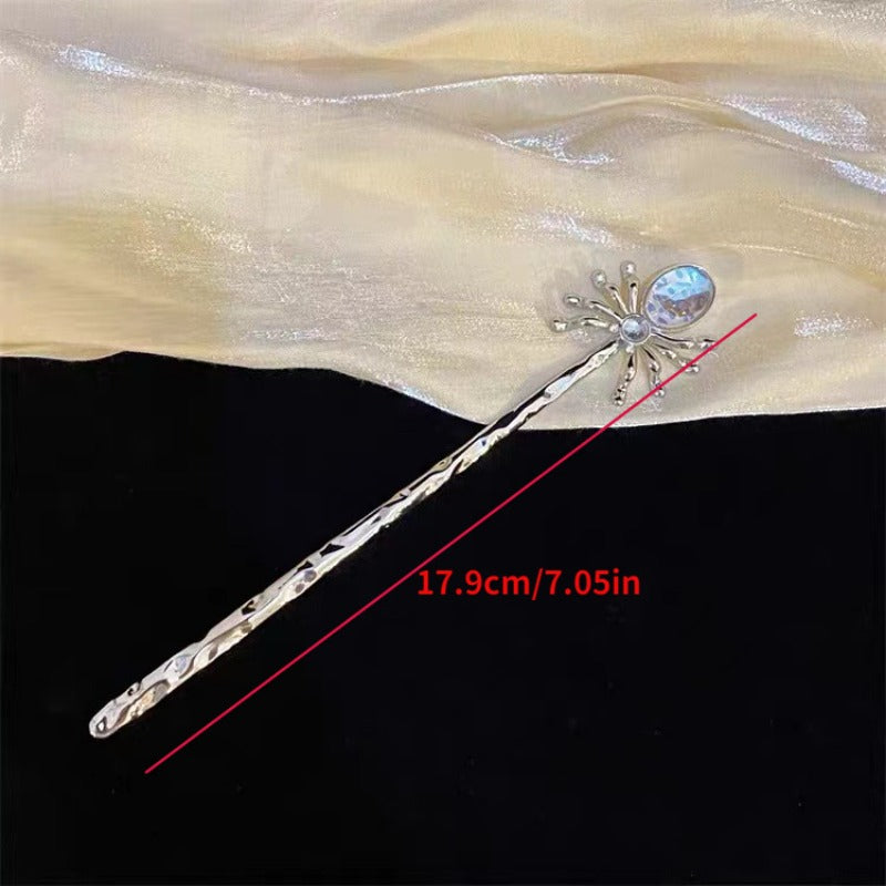 Spider Moonstone Hairpin Halloween Punk Sweet Chinese Metal Edge Clip Headwear