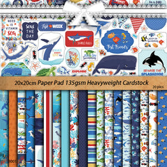 20pcs Large Size Marine Organism Material Paper Retro Journal For Background DIY