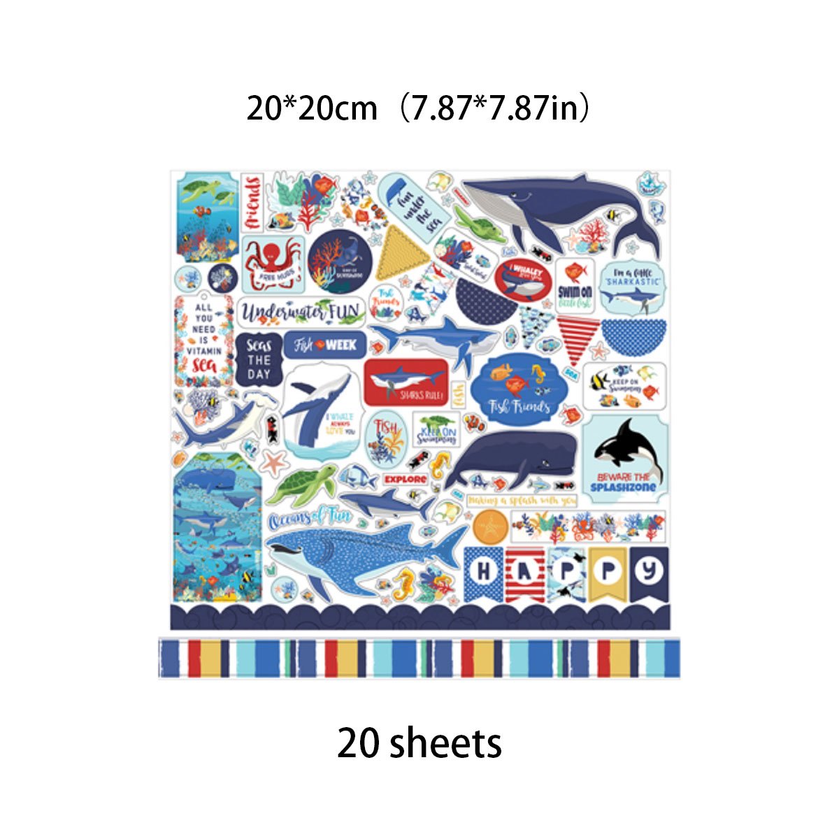 20pcs Large Size Marine Organism Material Paper Retro Journal For Background DIY