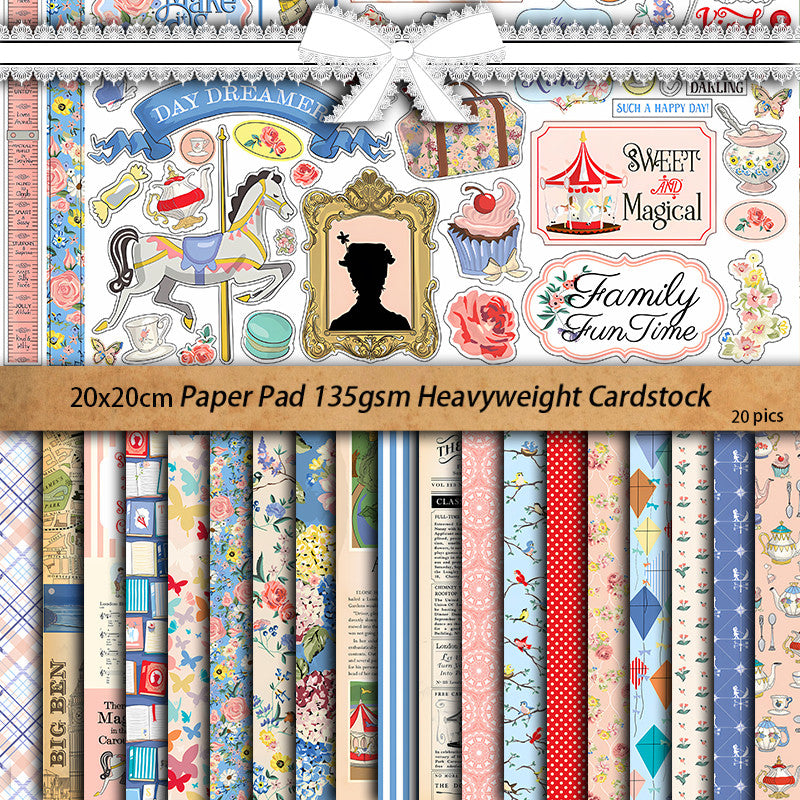 20pcs Large Size Retro Garden Paper for DIY Journal Decoration