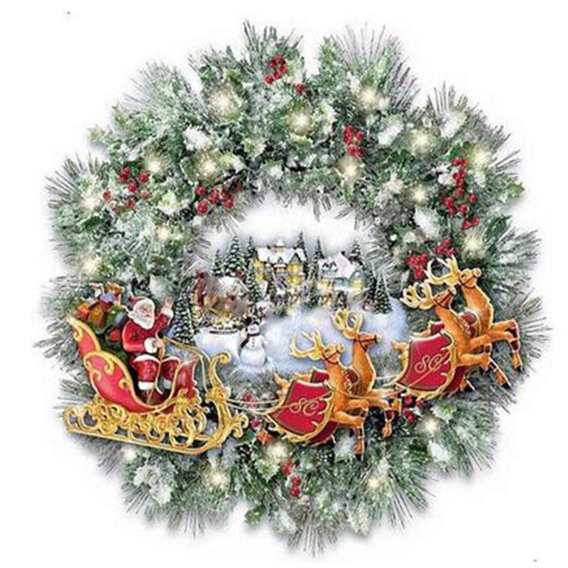 Christmas Santa Claus Elk Wreath 5D DIY Diamond Painting Set