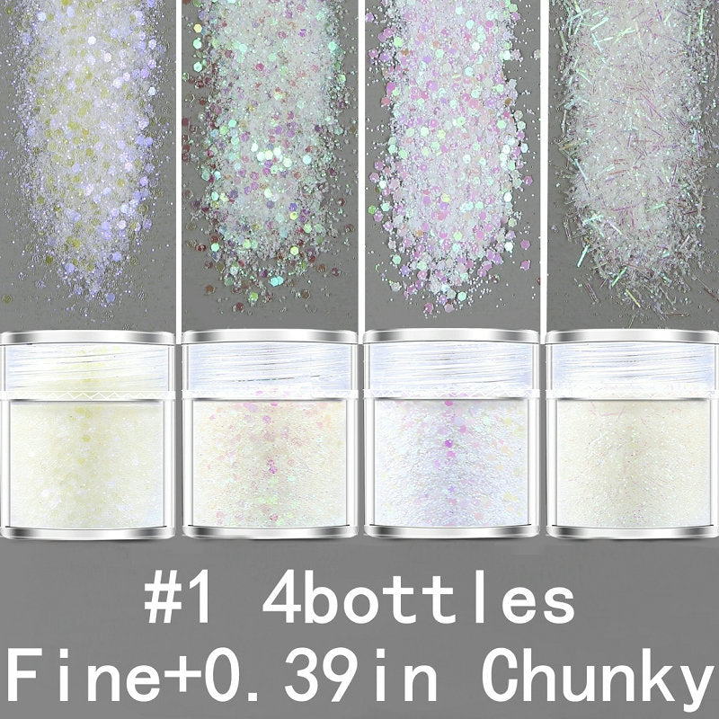 4pcs Mixed Glitter Face Holographic Hair Resin Craft