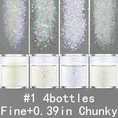 4pcs Mixed Glitter Face Holographic Hair Resin Craft