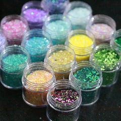 4pcs Mixed Glitter Face Holographic Hair Resin Craft
