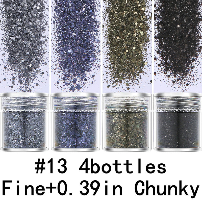 4pcs Mixed Glitter Face Holographic Hair Resin Craft