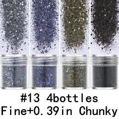4pcs Mixed Glitter Face Holographic Hair Resin Craft