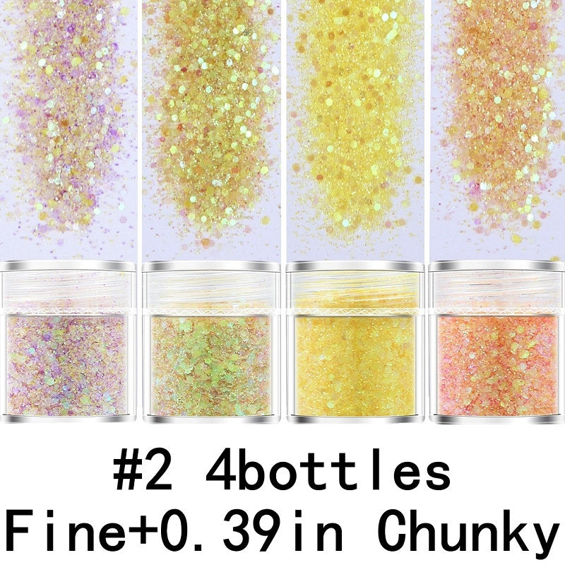 4pcs Mixed Glitter Face Holographic Hair Resin Craft
