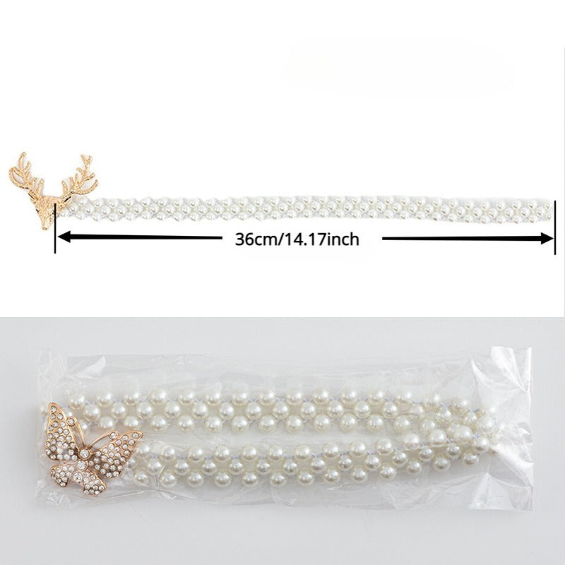 Christmas Elastic Curtain Strap Faux Pearl Beaded