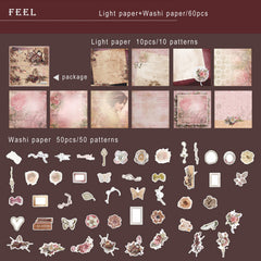 60pcs Vintage Scrapbook Paper Washi Sticker Retro Material For Plan
