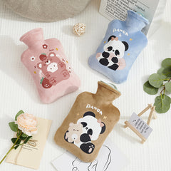 Portable Explosion-proof Hand Warmer Plush Cover Cartoon Pattern Hot Water Bag