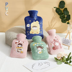 Portable Explosion-proof Hand Warmer Plush Cover Cartoon Pattern Hot Water Bag
