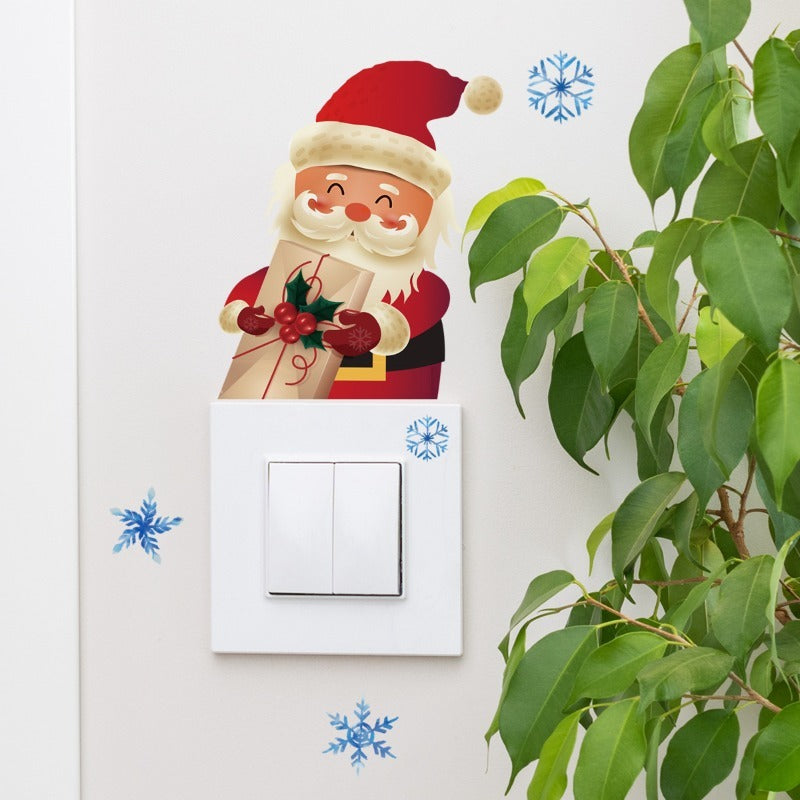 Christmas Santa Claus Switch Sticker Glow in Dark Bedroom Living Room Wall Decor