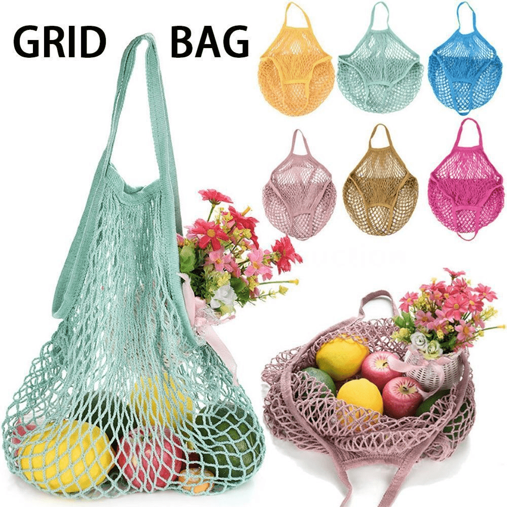 Reusable Fruit Grocery Shopper Cotton Tote Mesh Woven Net Shoulder Bag