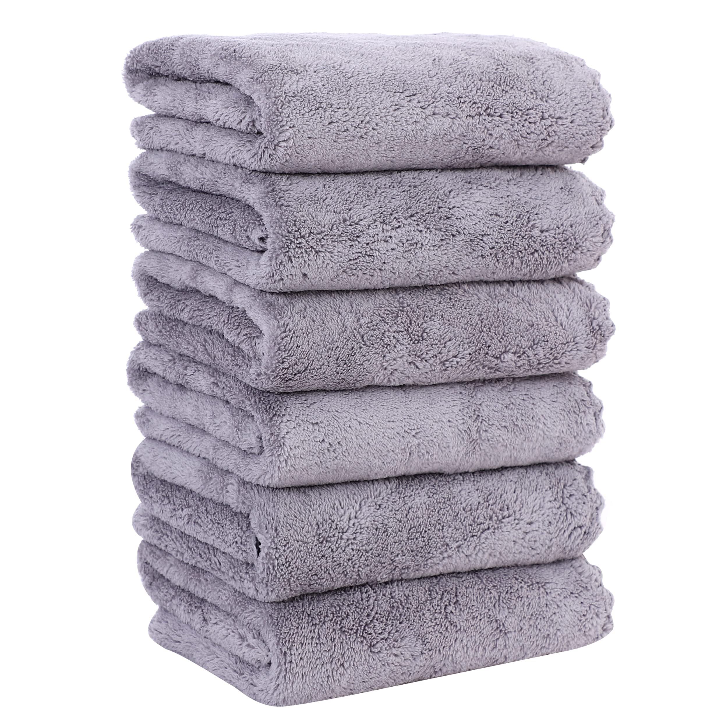 6pcs Microfiber Hand Towel Set Coral Velvet Highly Absorbent Quick Drying
