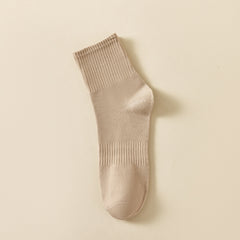 5 Pairs Mid Calf Athletic Socks Unisex Solid Colors