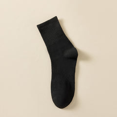 5 Pairs Mid Calf Athletic Socks Unisex Solid Colors